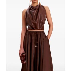 Cult Gaia Chocolate Brown A-Line Skirt